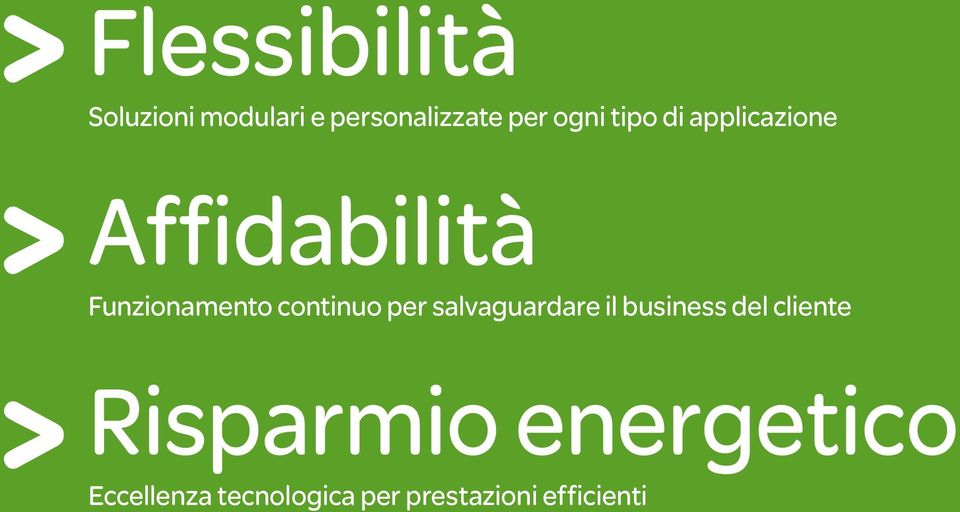 business del cliente Risparmio energetico Eccellenza tecnologica per