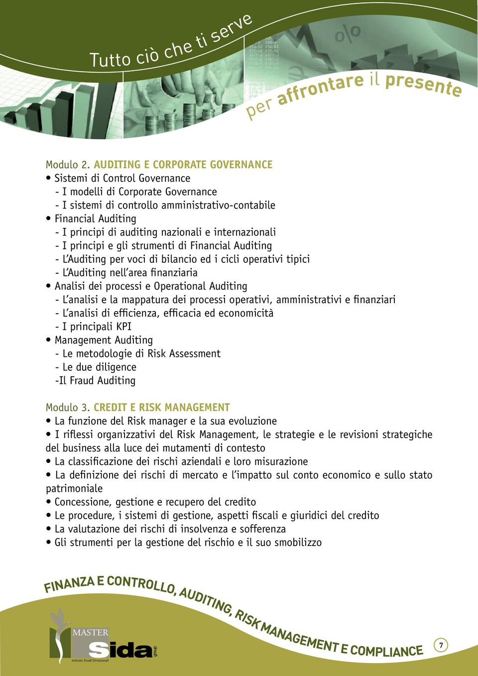 nazionali e internazionali - I principi e gli strumenti di Financial Auditing - L Auditing per voci di bilancio ed i cicli operativi tipici - L Auditing nell area finanziaria Analisi dei processi e