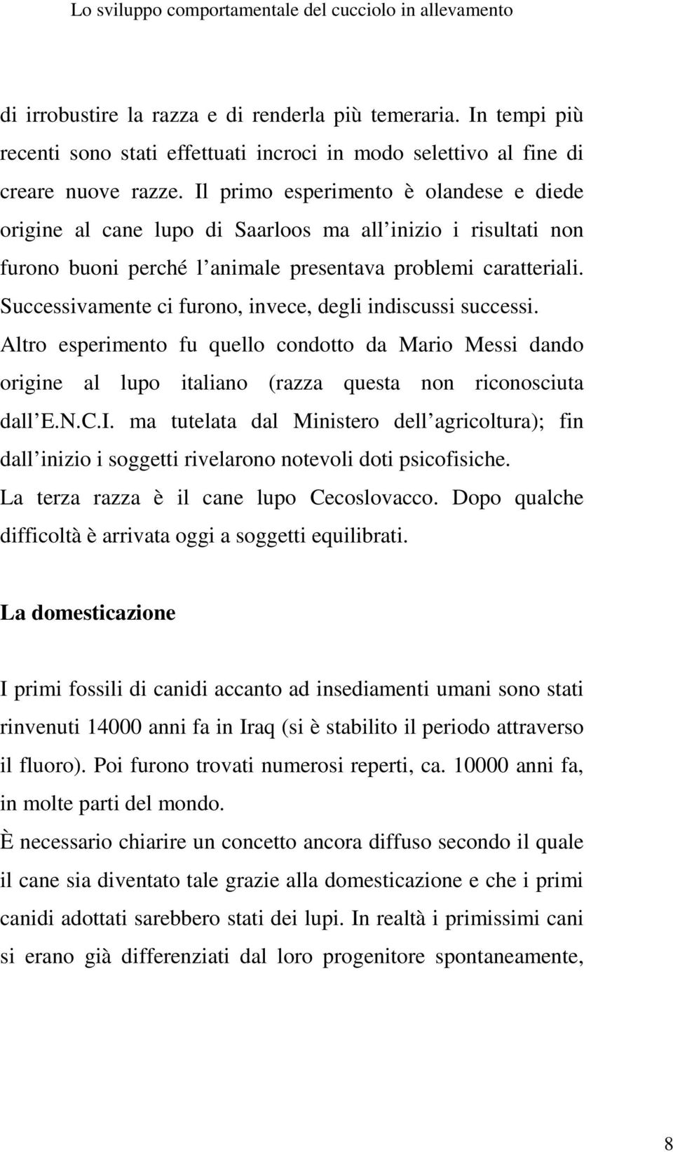 Successivamente ci furono, invece, degli indiscussi successi. Altro esperimento fu quello condotto da Mario Messi dando origine al lupo italiano (razza questa non riconosciuta dall E.N.C.I.