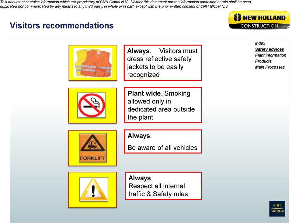 Safety advices Plant information Products Main Processes Plant wide.