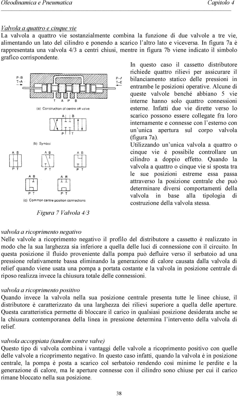 In questo caso il cassetto distributore richiede quattro rilievi per assicurare il bilanciamento statico delle pressioni in entrambe le posizioni operative.