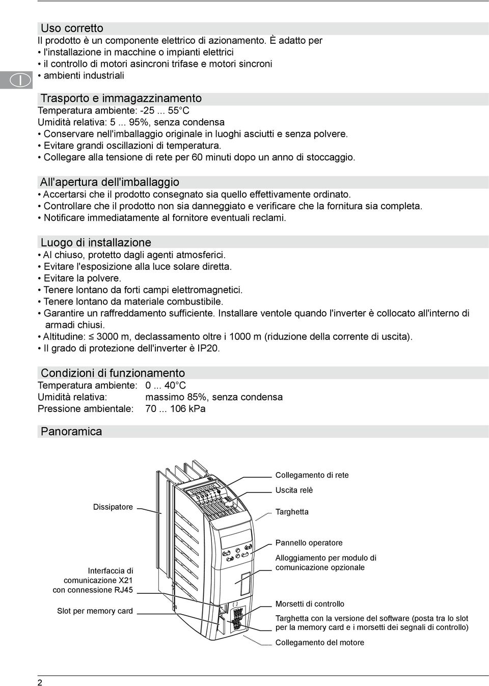 .. 55 C Umidità relativa: 5... 95%, senza condensa Conservare nell'imballaggio originale in luoghi asciutti e senza polvere. Evitare grandi oscillazioni di temperatura.