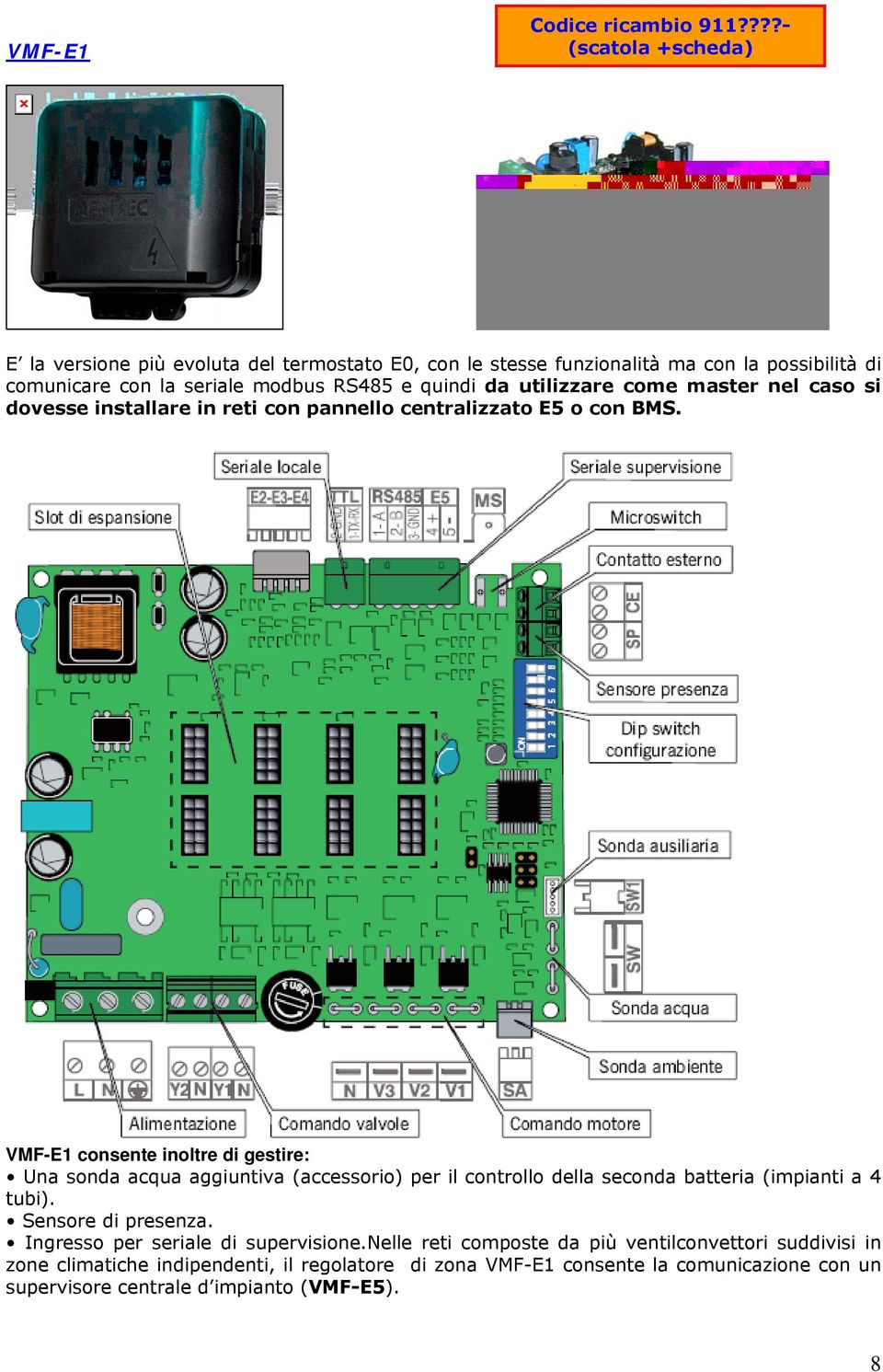 utilizzare come master nel caso si dovesse installare in reti con pannello centralizzato E5 o con BMS.