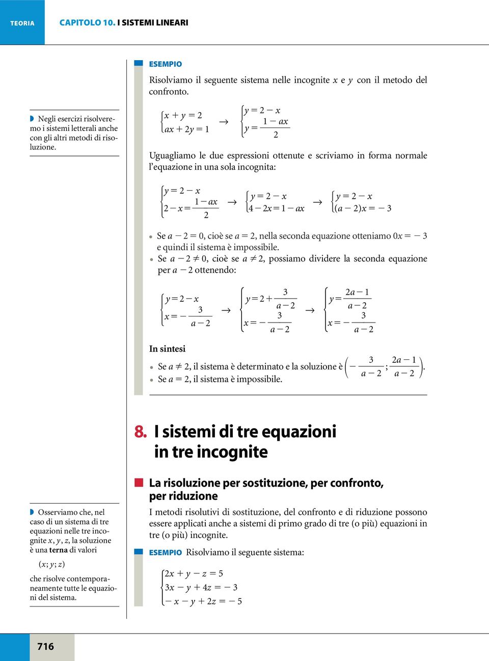 x y ax y y x ax y Uguagliamo le due espressioni ottenute e scriviamo in forma normale l equazione in una sola incognita: y x y x y x x ax 4xax (a )x Se a 0, cioè se a, nella seconda equazione