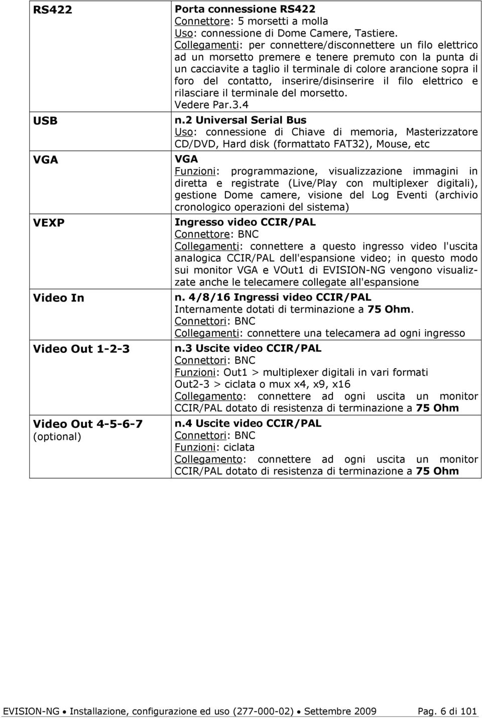 contatto, inserire/disinserire il filo elettrico e rilasciare il terminale del morsetto. Vedere Par.3.4 n.