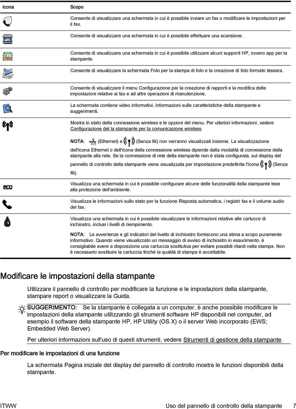 Consente di visualizzare una schermata in cui è possibile utilizzare alcuni supporti HP, ovvero app per la stampante.