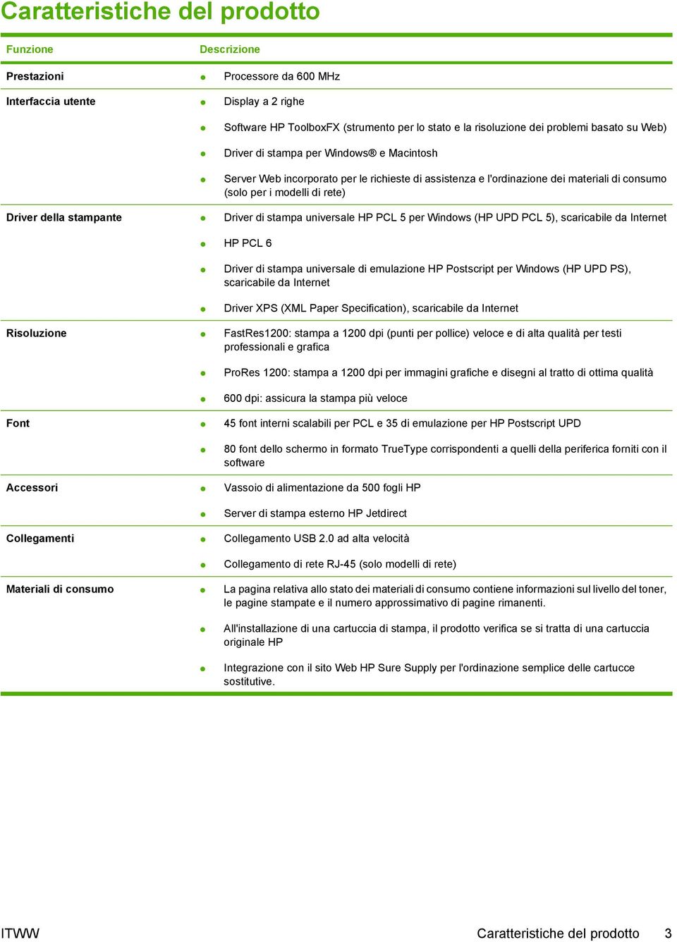 stampante Driver di stampa universale HP PCL 5 per Windows (HP UPD PCL 5), scaricabile da Internet HP PCL 6 Driver di stampa universale di emulazione HP Postscript per Windows (HP UPD PS),