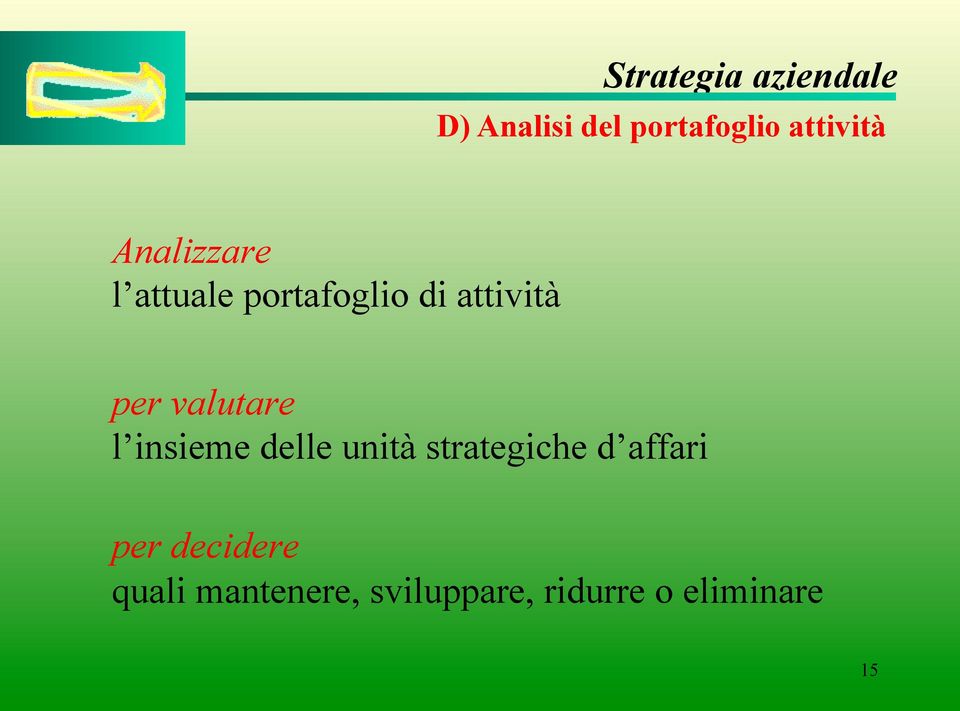 insieme delle unità strategiche d affari per