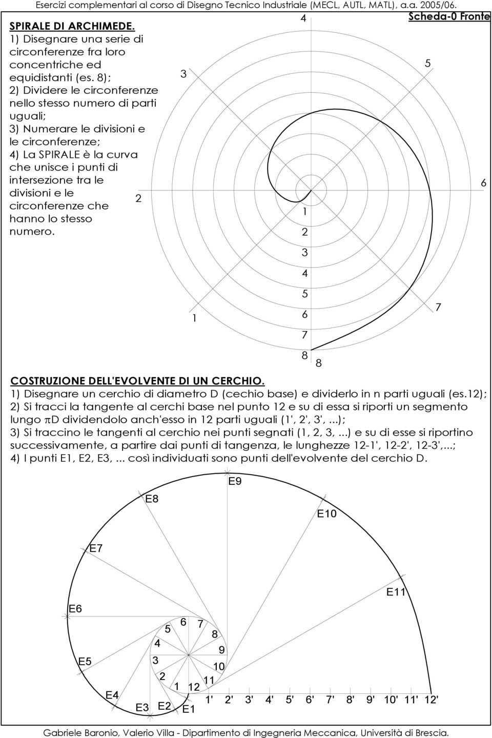 circonferenze che hanno lo stesso numero. 3 1 2 3 4 5 6 1 5 6 7 7 COSTRUZIONE DELL'EVOLVENTE DI UN CERCHIO. 1) Disegnare un cerchio di diametro D (cechio base) e dividerlo in n parti uguali (es.