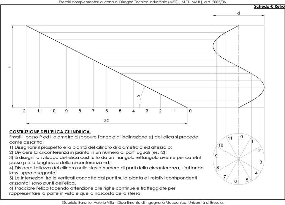 Dividere la circonferenza in pianta in un numero di parti uguali (es.