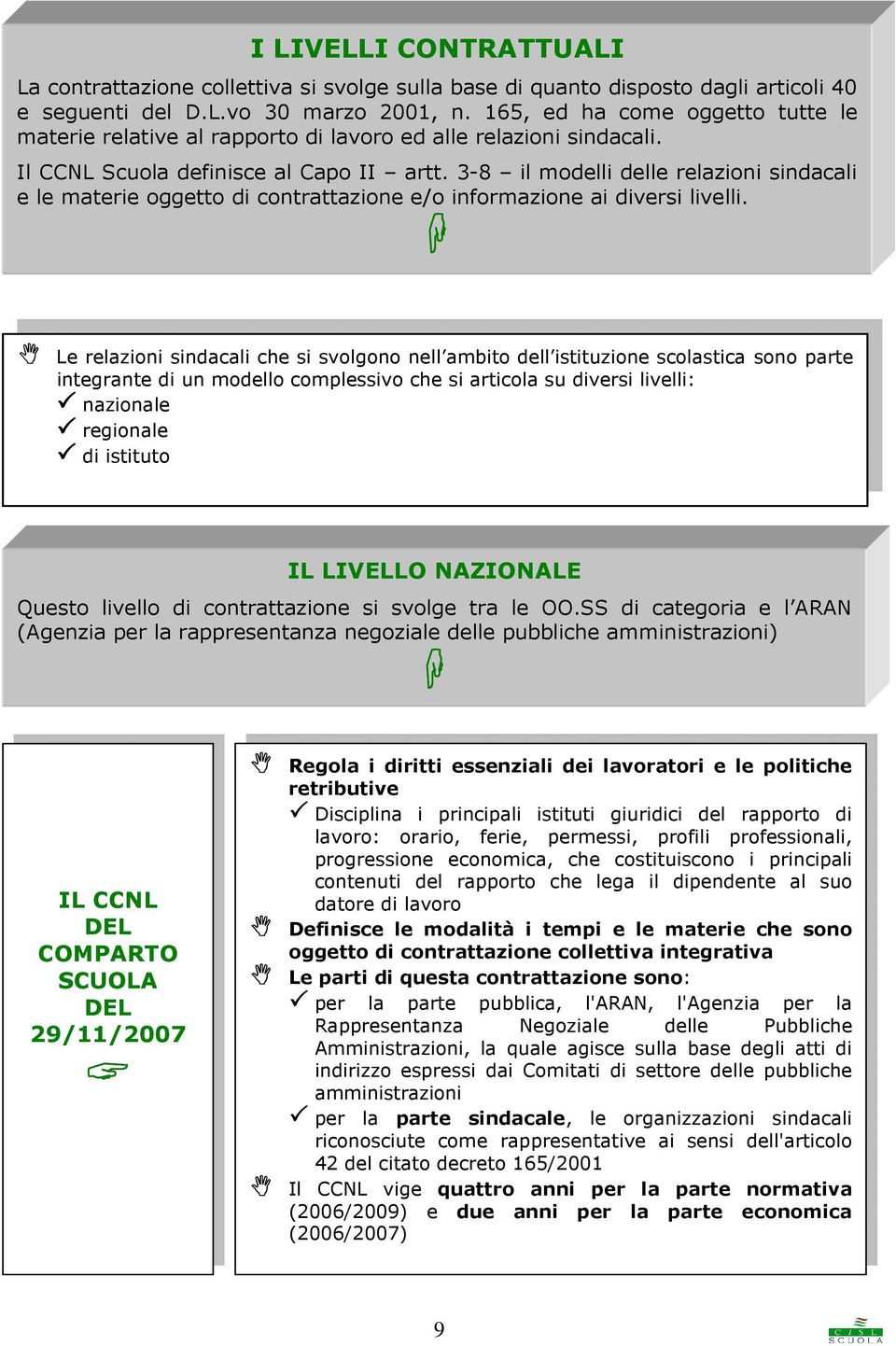 3-8 il modelli delle relazioni sindacali e le materie oggetto di contrattazione e/o informazione ai diversi livelli.