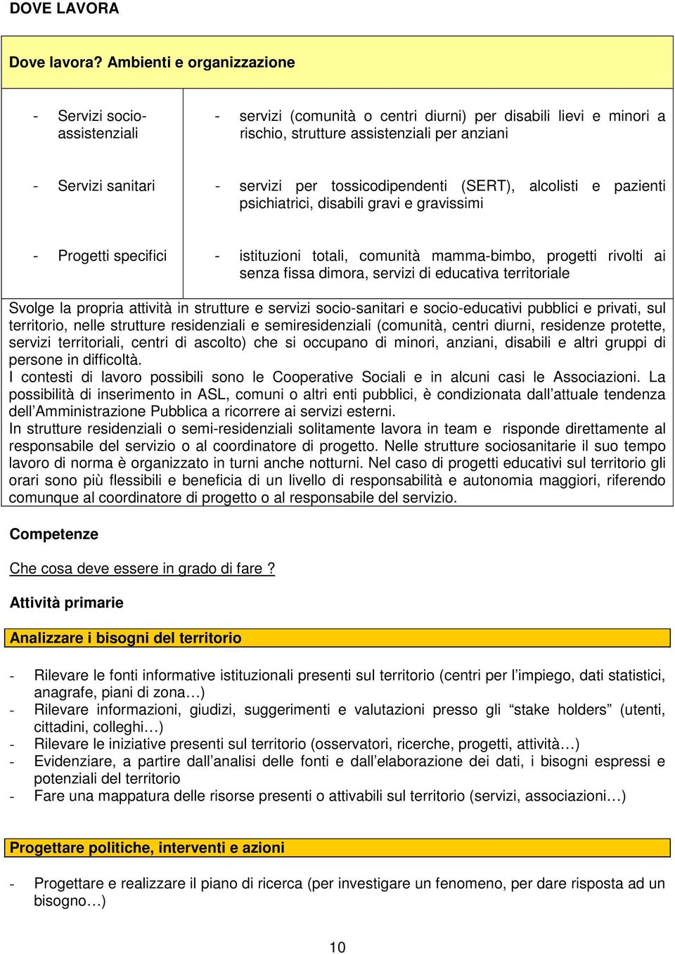 tossicodipendenti (SERT), alcolisti e pazienti psichiatrici, disabili gravi e gravissimi - Progetti specifici - istituzioni totali, comunità mamma-bimbo, progetti rivolti ai senza fissa dimora,