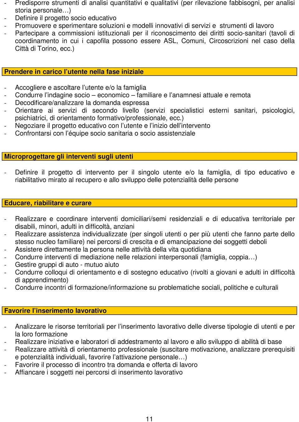 essere ASL, Comuni, Circoscrizioni nel caso della Città di Torino, ecc.