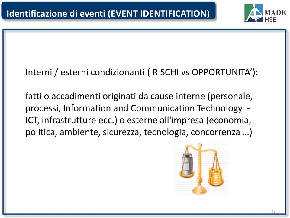 processi, Information and Communication Technology - ICT, infrastrutture ecc.