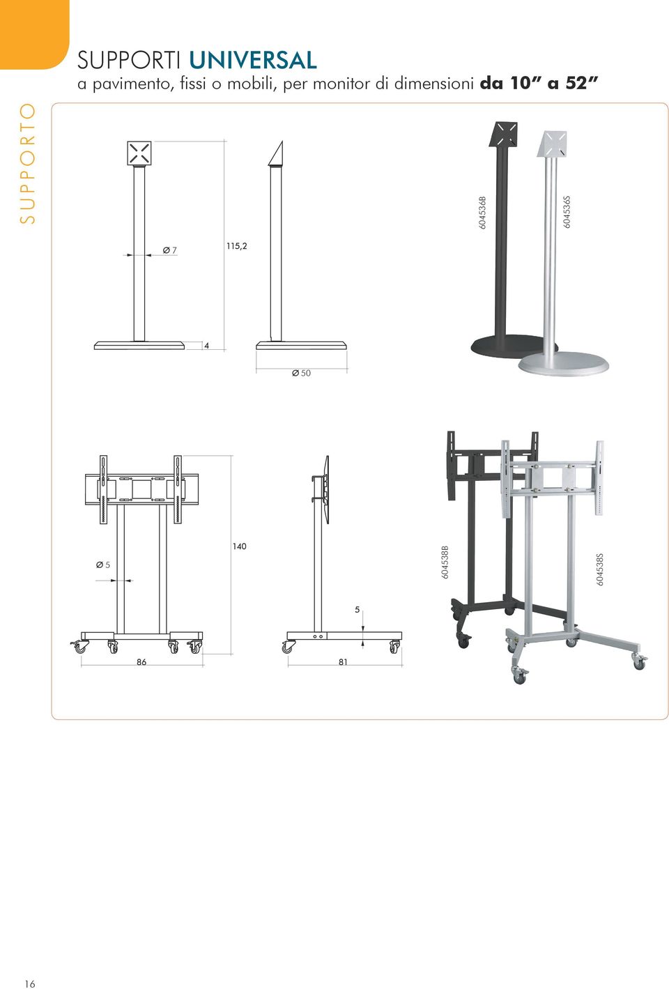 dimensioni da 10 a 2 6046B 6046S Ø