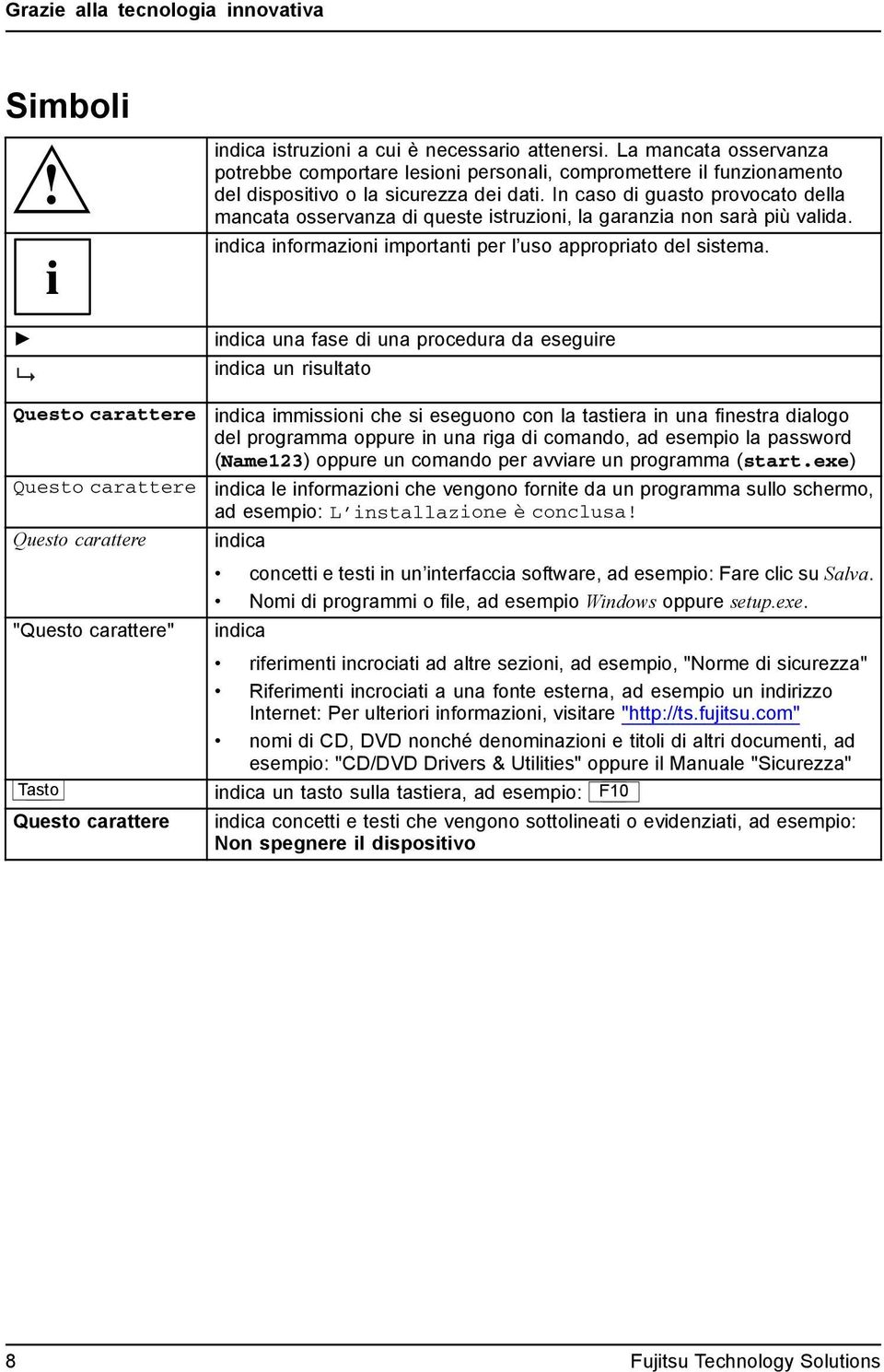 In caso di guasto provocato della mancata osservanza di queste istruzioni, la garanzia non sarà più valida. indica informazioni importanti per l uso appropriato del sistema.