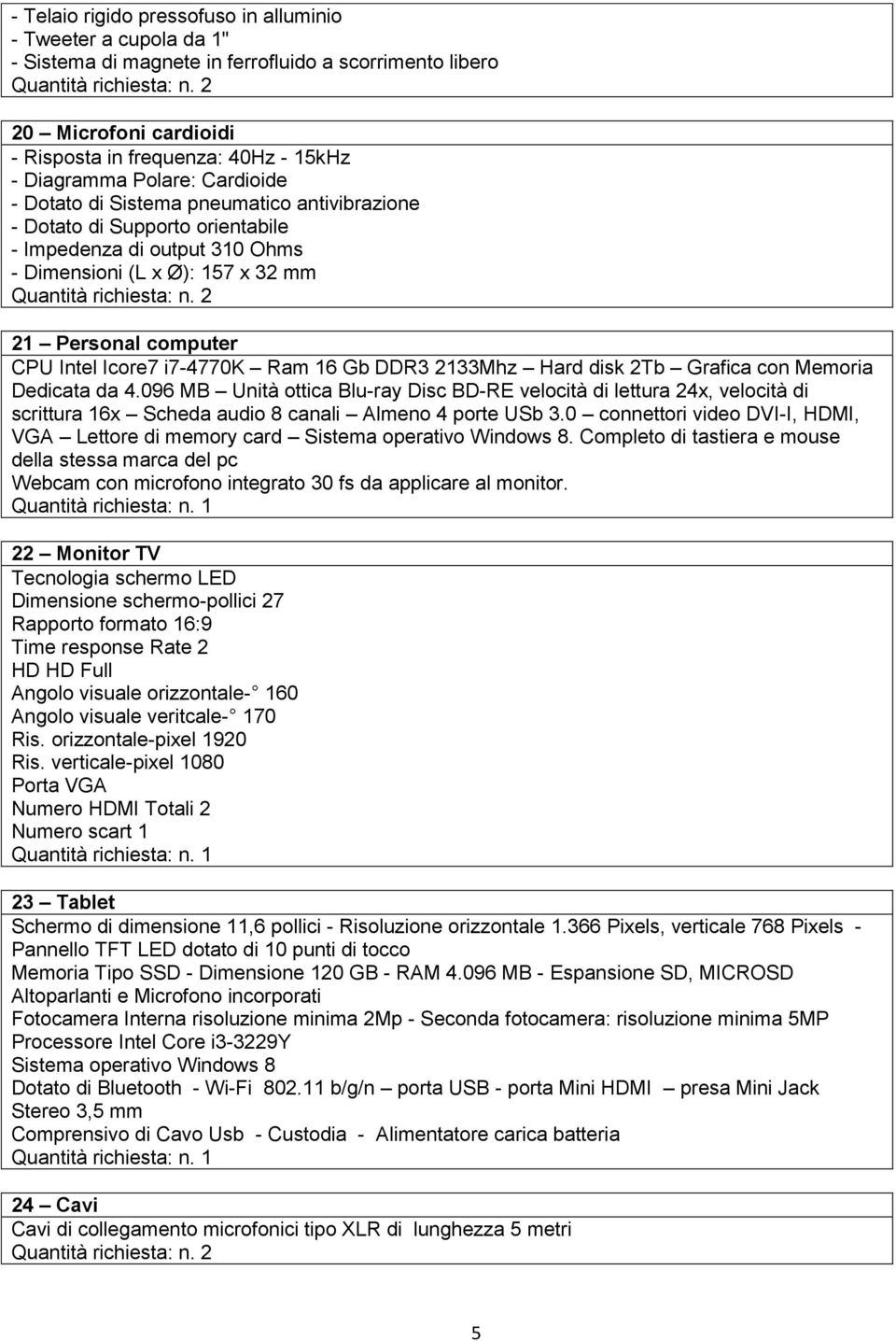 i7-4770k Ram 16 Gb DDR3 2133Mhz Hard disk 2Tb Grafica con Memoria Dedicata da 4.