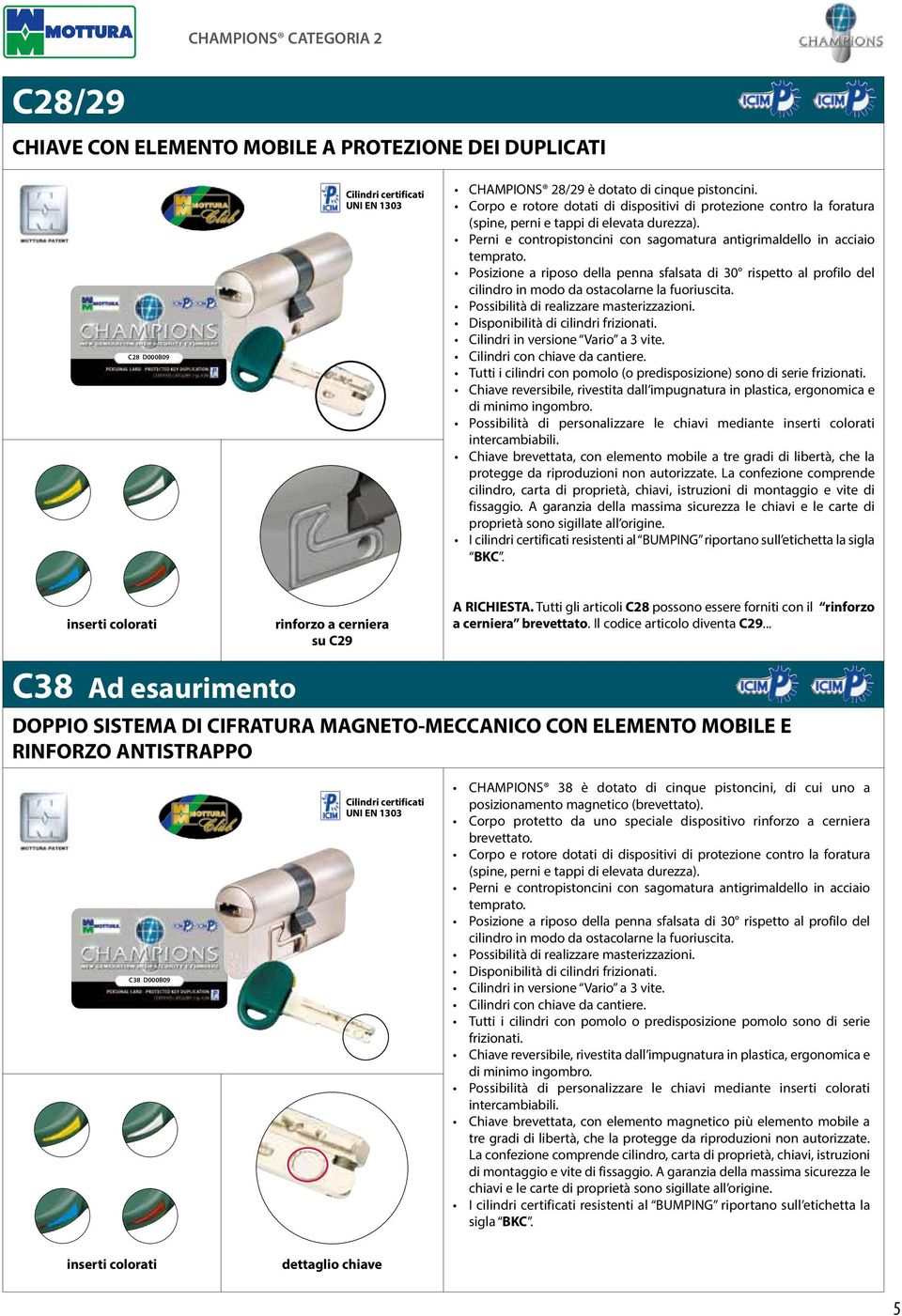 Chiave reversibile, rivestita dall impugnatura in plastica, ergonomica e Possibilità di personalizzare le chiavi mediante Chiave brevettata, con elemento mobile a tre gradi di libertà, che la