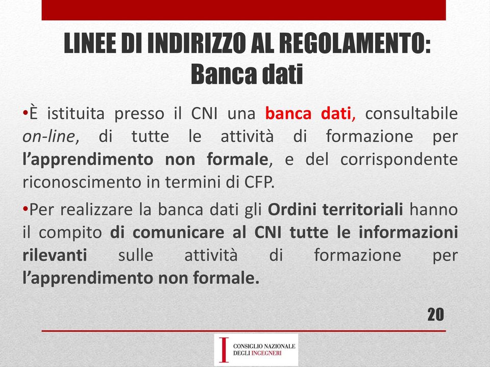 riconoscimento in termini di CFP.