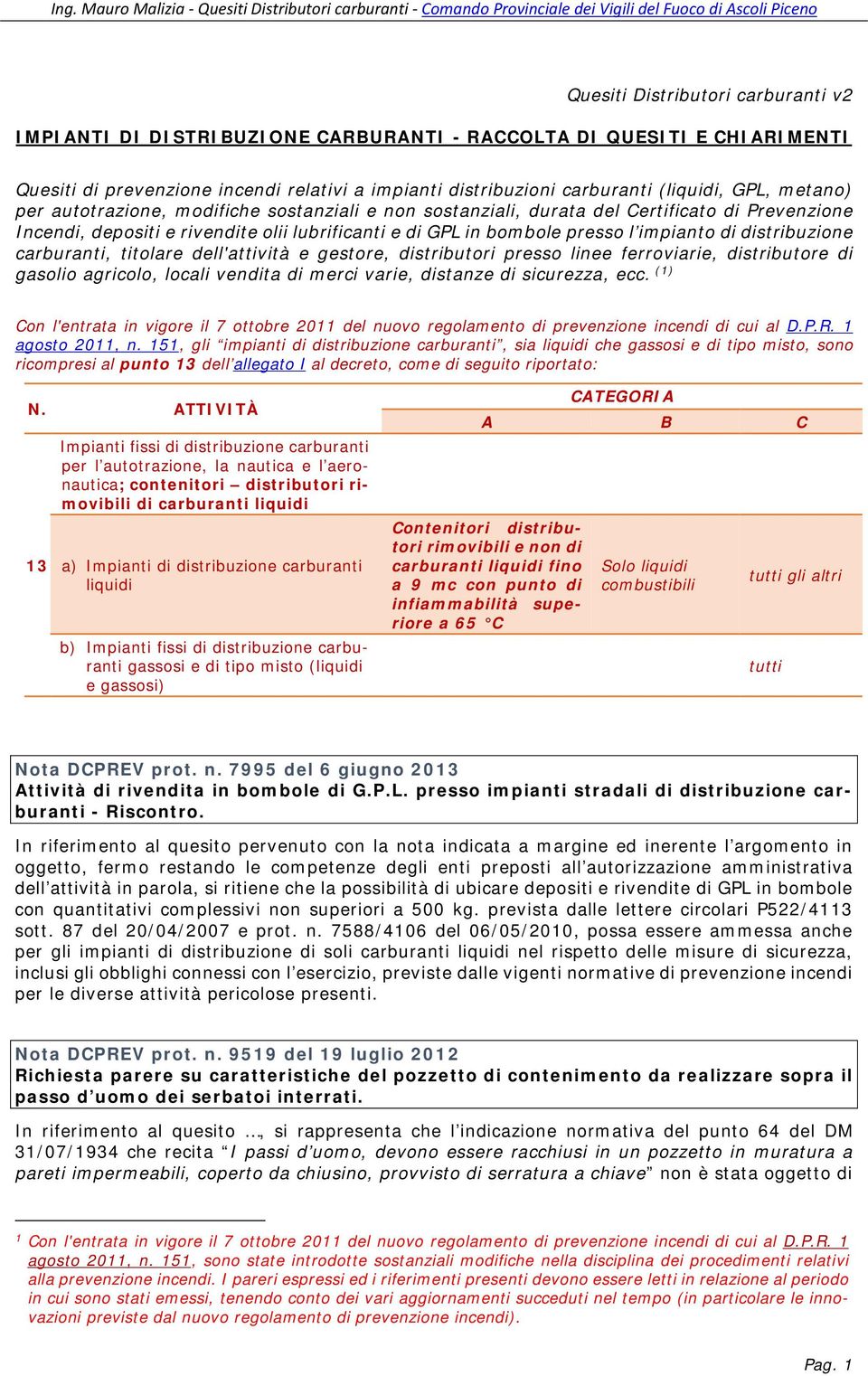 distribuzione carburanti, titolare dell'attività e gestore, distributori presso linee ferroviarie, distributore di gasolio agricolo, locali vendita di merci varie, distanze di sicurezza, ecc.