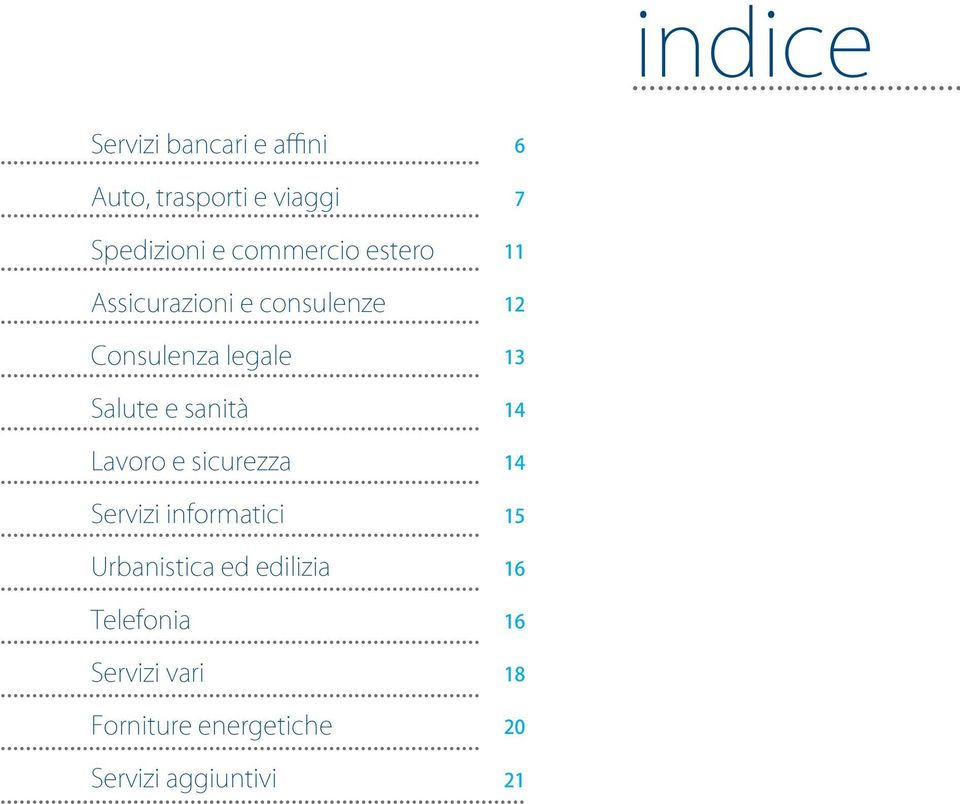 Lavoro e sicurezza Servizi informatici Urbanistica ed edilizia Telefonia