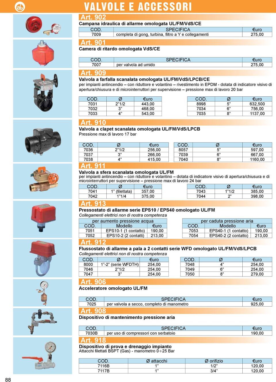 909 Valvola a farfalla scanalata omologata UL/FM/VdS/LPCB/CE per impianti antincendio con riduttore e volantino rivestimento in EPDM - dotata di indicatore visivo di apertura/chiusura e di