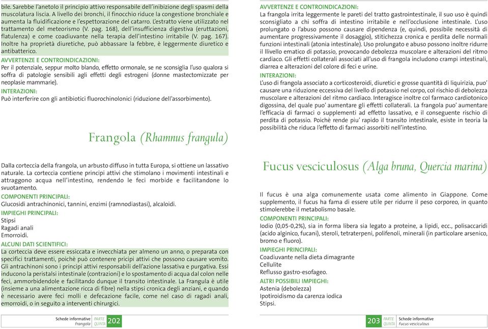 168), dell insufficienza digestiva (eruttazioni, flatulenza) e come coadiuvante nella terapia dell intestino irritabile (V. pag. 167).