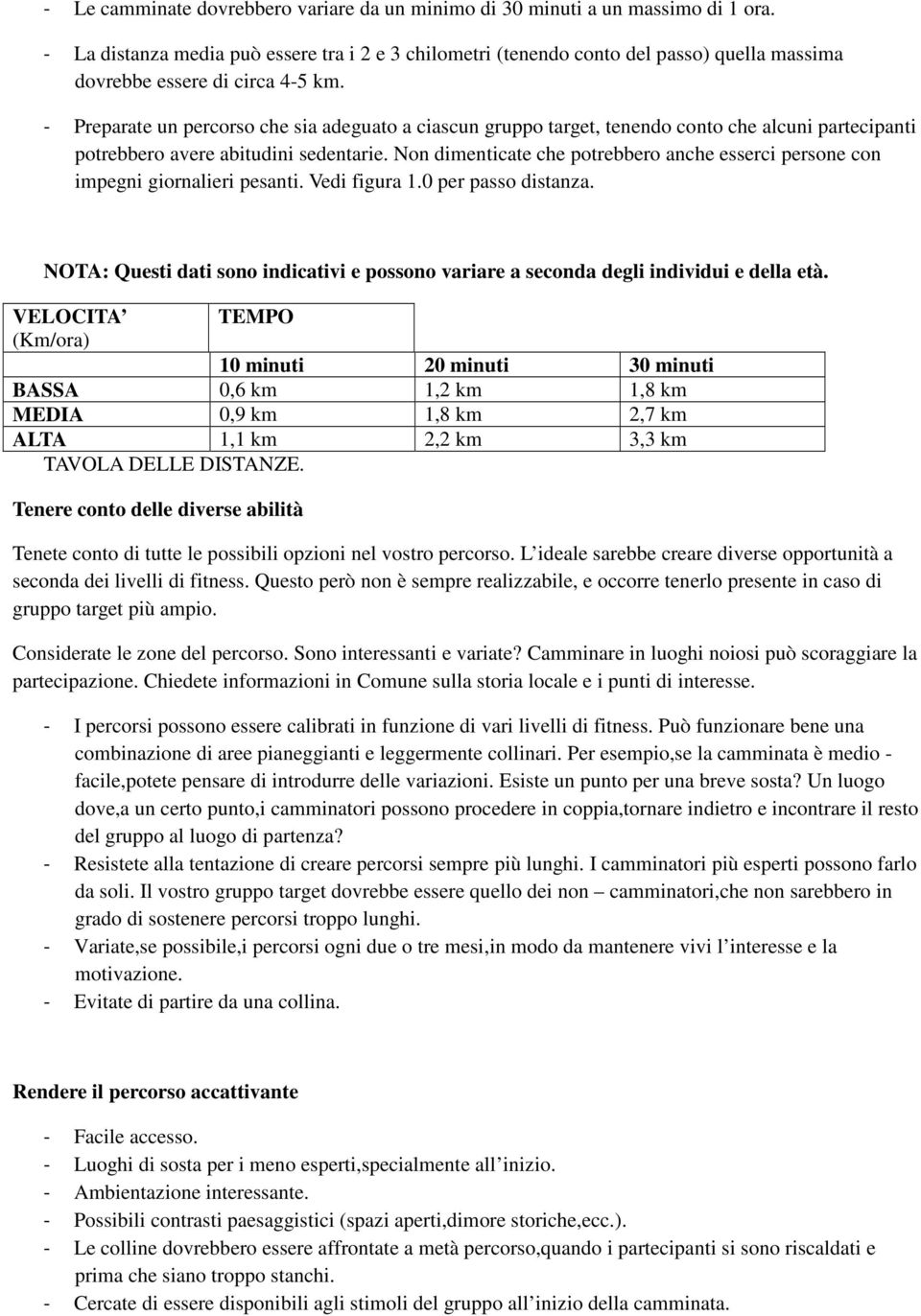 - Preparate un percorso che sia adeguato a ciascun gruppo target, tenendo conto che alcuni partecipanti potrebbero avere abitudini sedentarie.