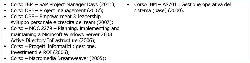 a Microsoft Windows Server 2003 Active Directory Infrastructure (2006); Corso Progetti informatici : gestione,