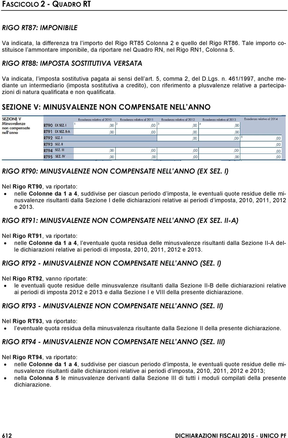 RIGO RT88: IMPOSTA SOSTITUTIVA VERSATA Va indicata, l imposta sostitutiva pagata ai sensi dell art. 5, comma 2, del D.Lgs. n.