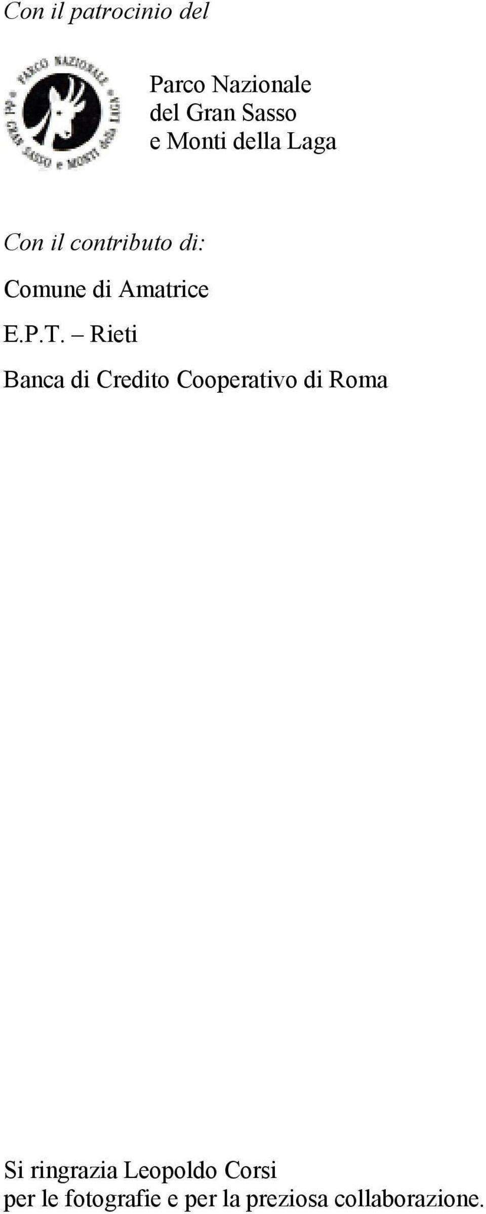 Rieti Banca di Credito Cooperativo di Roma Si ringrazia