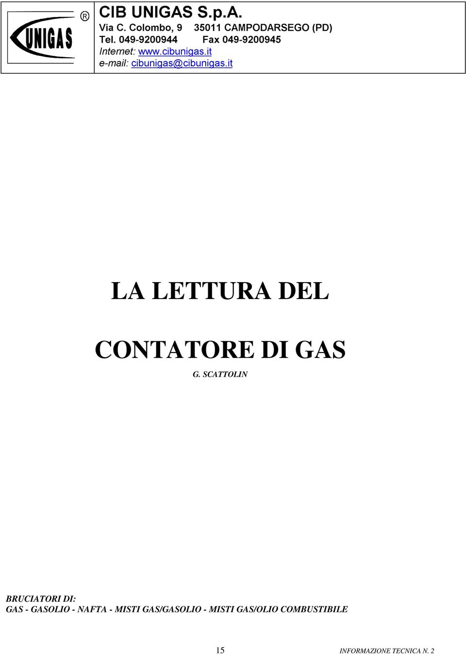 CONTATORE DI GAS G.