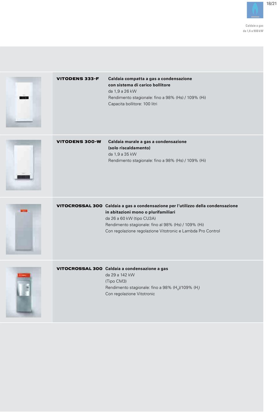 Test: 9 Gas-Brennwertkessel mit Solarspeicher 1 Testsieger Ausgabe 7/2010 VITOCROSSAL 300 Caldaia a gas a condensazione per l utilizzo della condensazione in abitazioni mono o plurifamiliari da 26 a