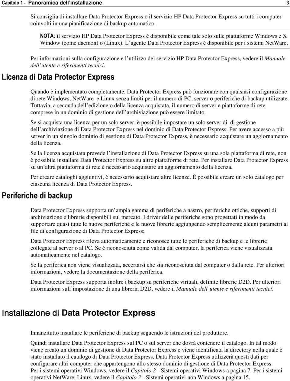 L agente Data Protector Express è disponibile per i sistemi NetWare.