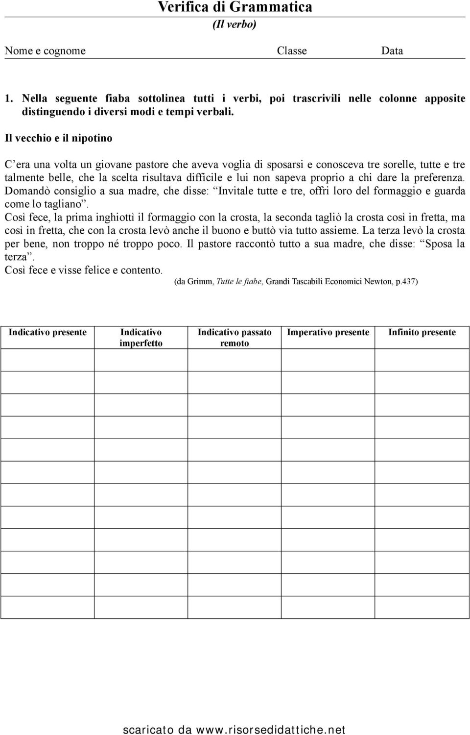 proprio a chi dare la preferenza. Domandò consiglio a sua madre, che disse: Invitale tutte e tre, offri loro del formaggio e guarda come lo tagliano.