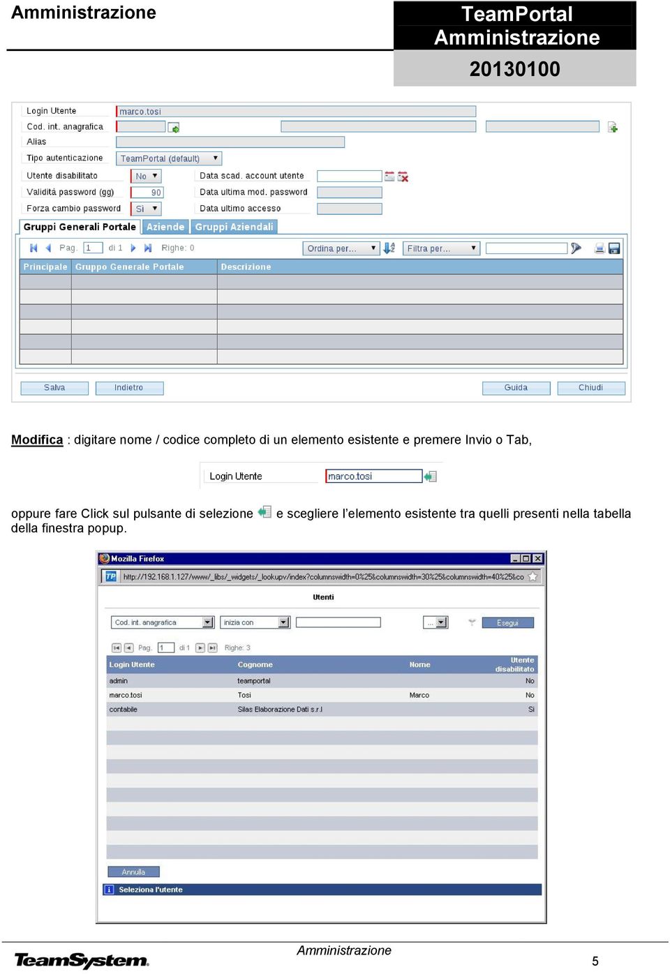 Click sul pulsante di selezione della finestra popup.