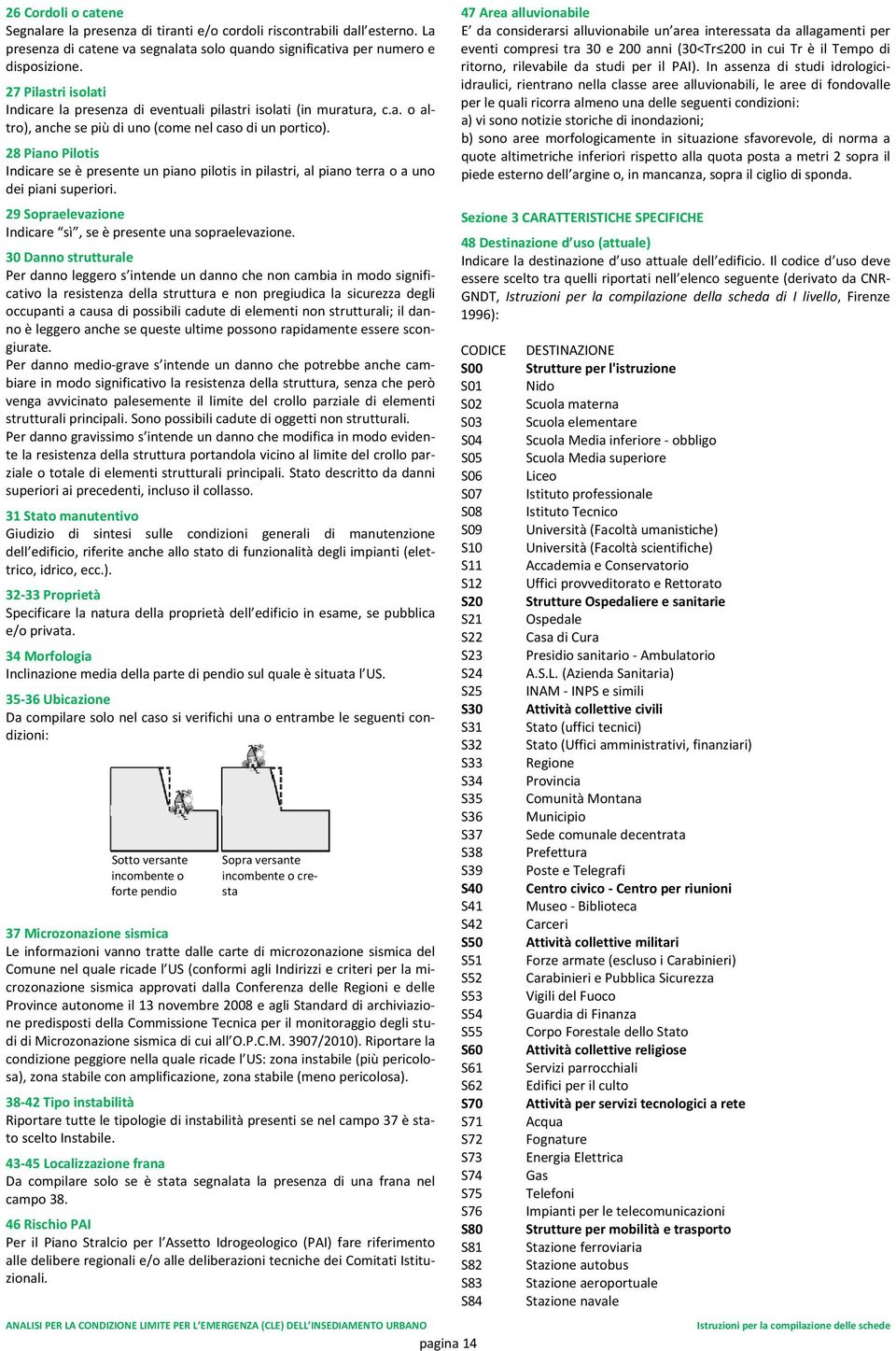 28 Piano Pilotis Indicare se è presente un piano pilotis in pilastri, al piano terra o a uno dei piani superiori. 29 Sopraelevazione Indicare sì, se è presente una sopraelevazione.