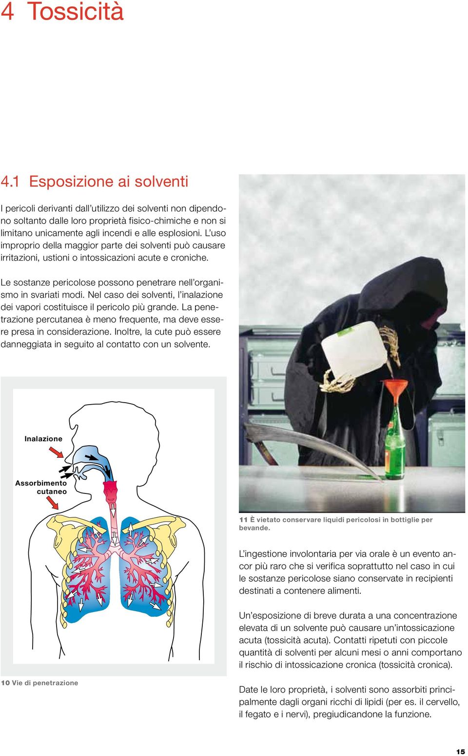 L uso improprio della maggior parte dei solventi può causare irritazioni, ustioni o intossicazioni acute e croniche. Le sostanze pericolose possono penetrare nell organismo in svariati modi.