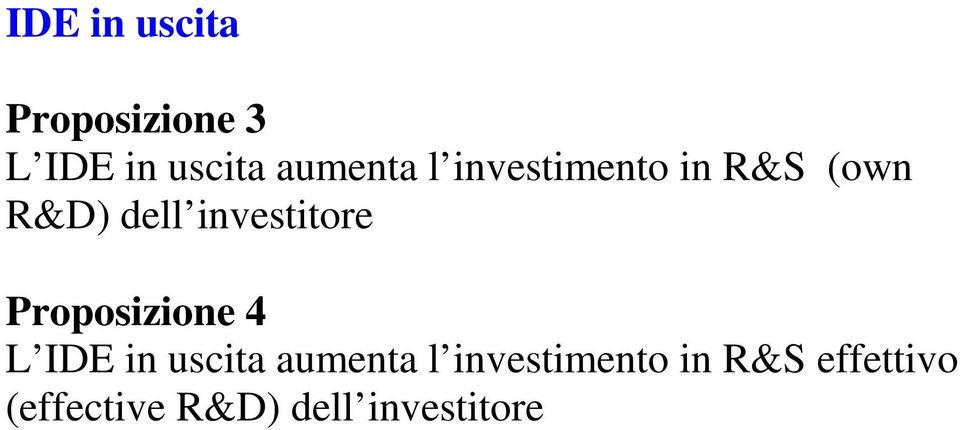 investitore Proposizione 4 L IDE in uscita aumenta