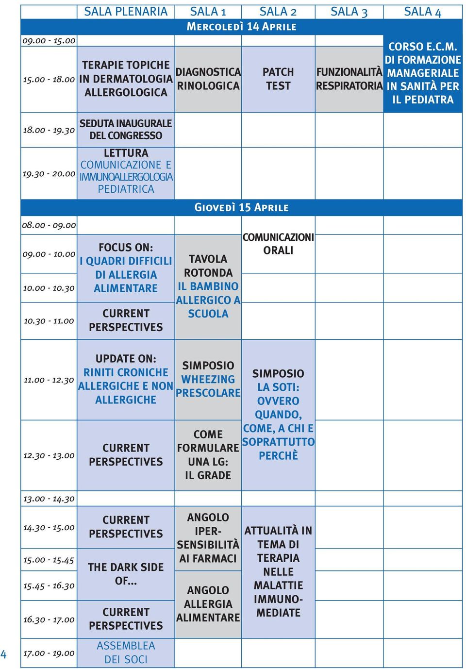 IMMUNOALLERGOLOGIA PEDIATRICA FOCUS ON: I QUADRI DIFFICILI DI ALLERGIA ALIMENTARE CURRENT PERSPECTIVES PATCH TEST Giovedì 15 Aprile TAVOLA ROTONDA IL BAMBINO ALLERGICO A SCUOLA COMUNICAZIONI ORALI