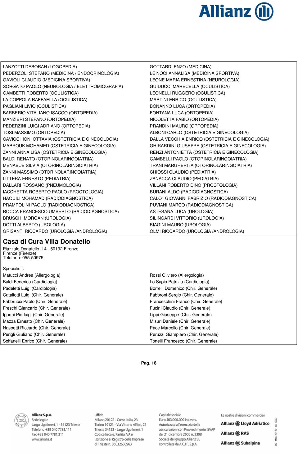 (OSTETRICIA E GINECOLOGIA) MABROUK MOHAMED (OSTETRICIA E GINECOLOGIA) ZANNI ANNA LISA (OSTETRICIA E GINECOLOGIA) BALDI RENATO (OTORINOLARINGOIATRIA) MENABUE SILVIA (OTORINOLARINGOIATRIA) ZANNI