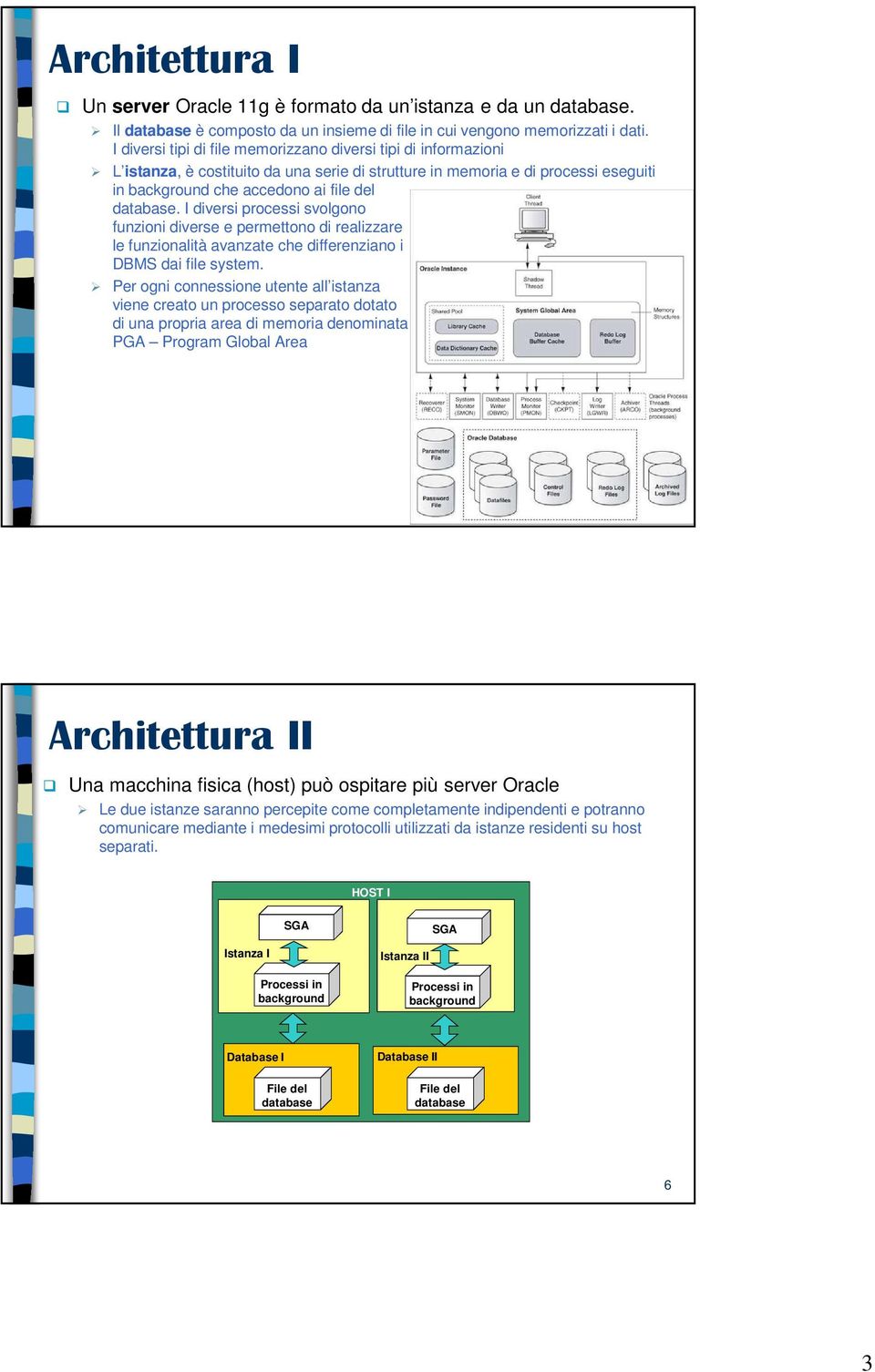 I diversi processi svolgono funzioni diverse e permettono di realizzare le funzionalità avanzate che differenziano i DBMS dai file system.