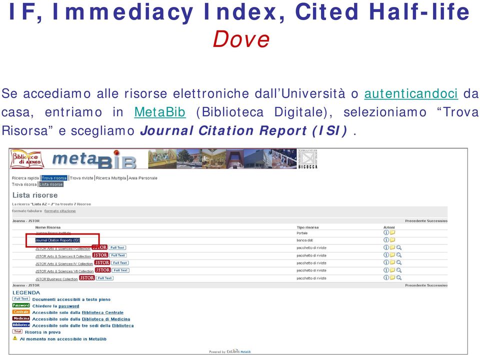 da casa, entriamo in MetaBib (Biblioteca Digitale),