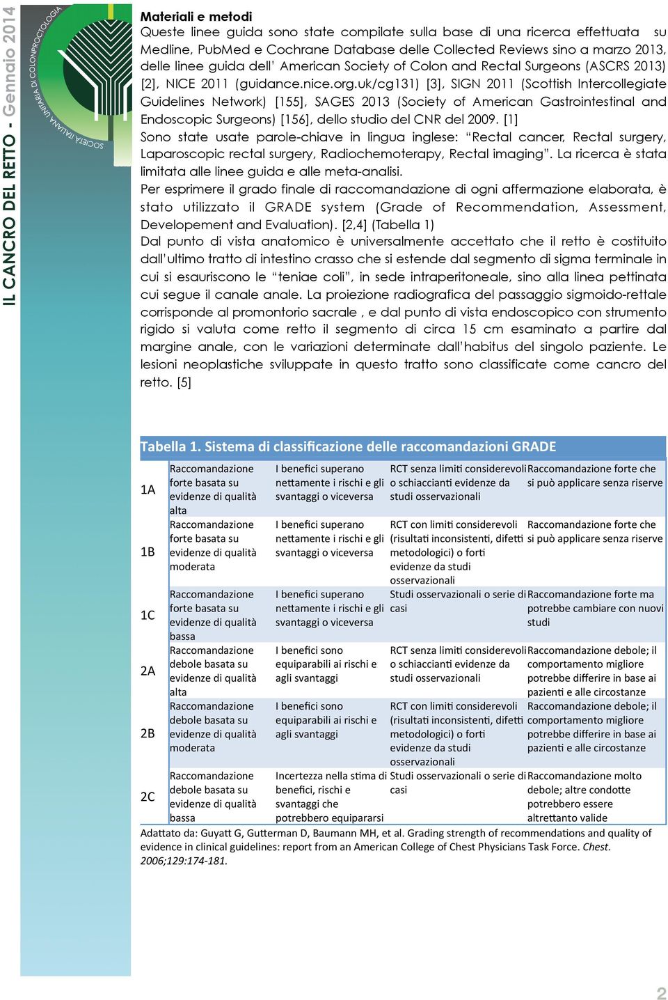 uk/cg131) [3], SIGN 2011 (Scottish Intercollegiate Guidelines Network) [155], SAGES 2013 (Society of American Gastrointestinal and Endoscopic Surgeons) [156], dello studio del CNR del 2009.