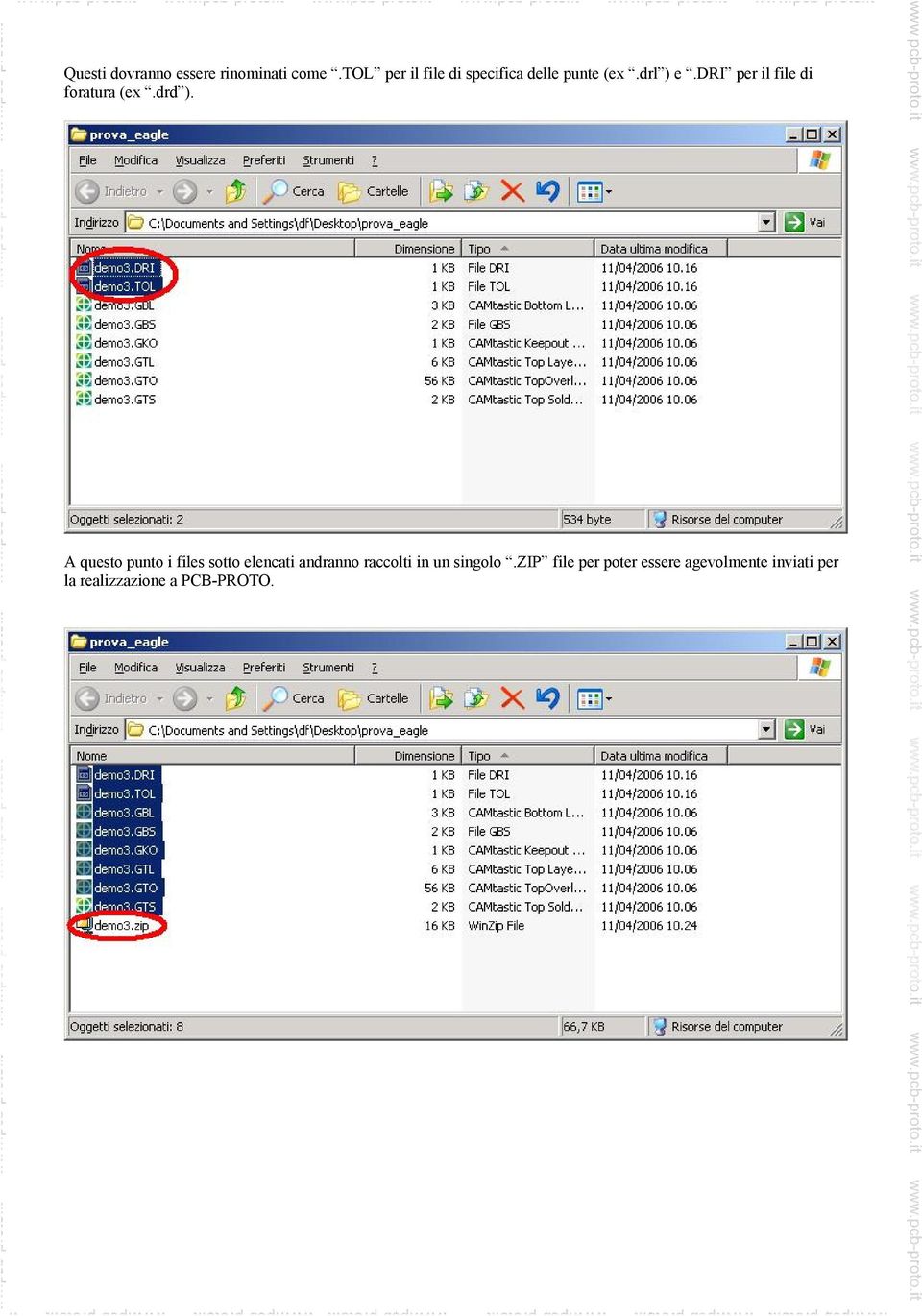 dri per il file di foratura (ex.drd ).