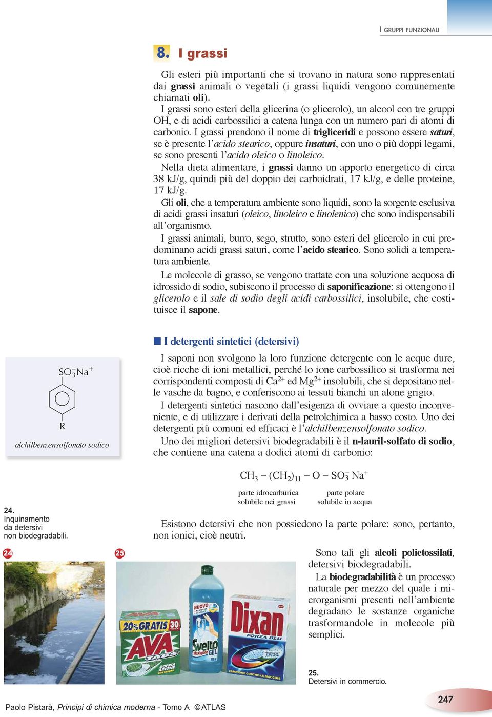 I grassi prendono il nome di trigliceridi e possono essere saturi, se è presente l acido stearico, oppure insaturi, con uno o più doppi legami, se sono presenti l acido oleico o linoleico.