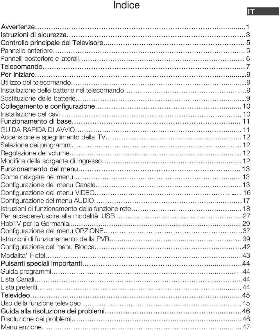 .. 10 Funzionamento di base... 11 GUIDA RAPIDA DI AVVIO..... 11 Accensione e spegnimento della TV..... 12 Selezione dei programmi.... 12 Regolazione del volume...... 12 Modifica della sorgente di ingresso.