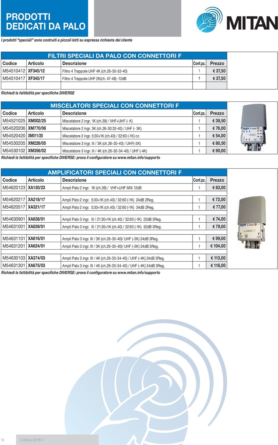 47-48) -12dB 1 37,50 Richiedi la fattibilità per specifiche DIVERSE MISCELATORI SPECIALI CON CONNETTORI F M54521025 XM002/25 Miscelatore 2 ingr. 1K (ch.