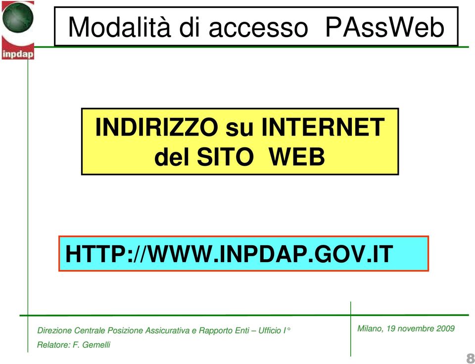 INTERNET del SITO WEB