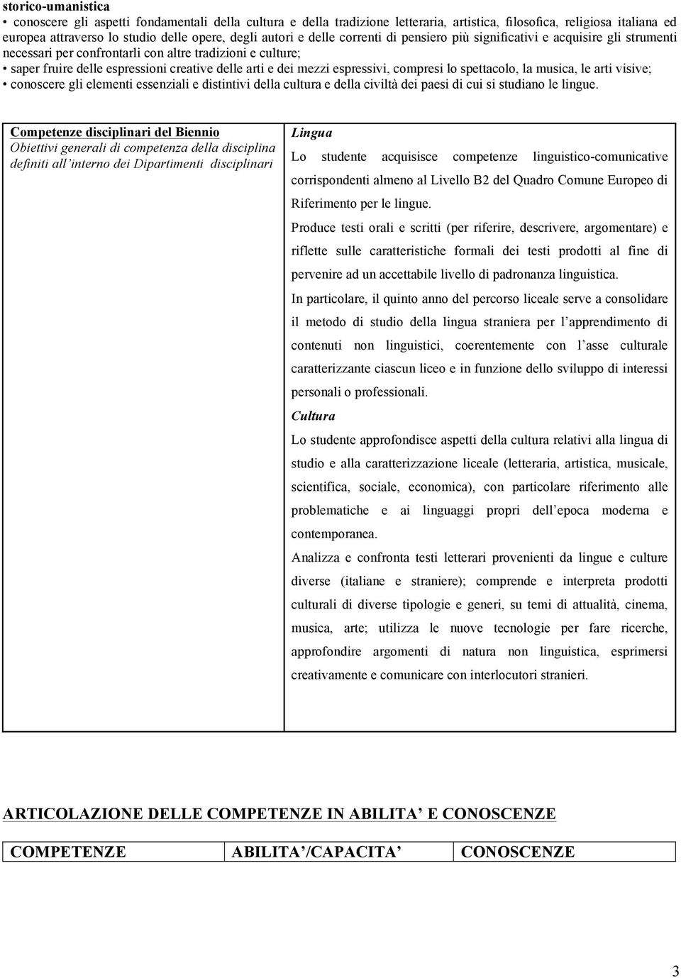 espressivi, compresi lo spettacolo, la musica, le arti visive; conoscere gli elementi essenziali e distintivi della cultura e della civiltà dei paesi di cui si studiano le lingue.